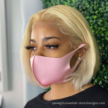 Honey Blonde Colored Short Hd Full Lace Frontal Closure Bob Wig Cheap Brazilian Virgin Human Hair Lace Front Wig For Black Women